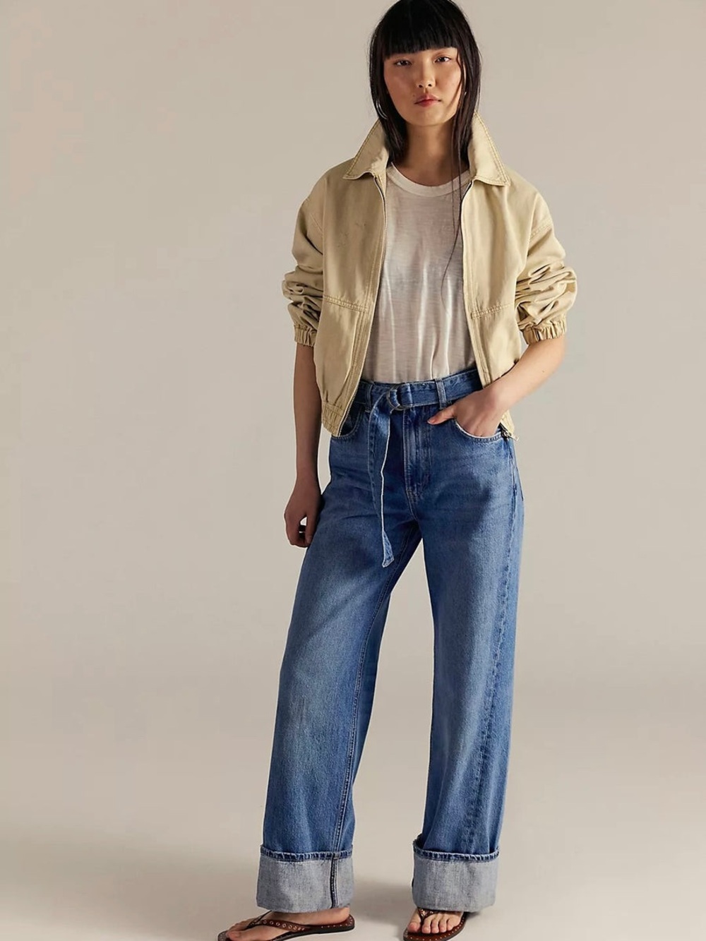 Free People Women's We the Free East Bay Cuffed Jeans 30x29